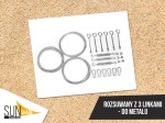 Zestaw montażowy z 3 linkami stalowymi, śrubami rzymskimi i karabińczykami do metalu dla żagli przeciwsłonecznych Sun Shade.