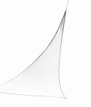 Biały trójkątny żagiel przeciwsłoneczny o wymiarach 4,2x4,2x5,9 m, elegancka osłona do ogrodu i na taras.