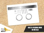 Zestaw elementów montażowych do rolety rzymskiej poziomej MINI do metalu z linkami stalowymi i rurkami usztywniającymi.
